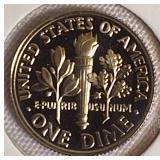 1992 to 1995 Roosevelt Dime Clad Proofs from the San Francisco Mint.