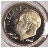 1996 ,1997, 1999 & 2000  Roosevelt Dime Clad Proofs from the San Francisco Mint.