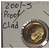 2001 -2004 Roosevelt Dime Clad Proofs from the San Francisco Mint.