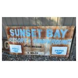 Vintage Sunset Bay Resort Campground Metal Sign with Pepsi Logos