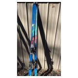 Collection of 10 Vintage Ski Pairs with Bindings Assorted Brands