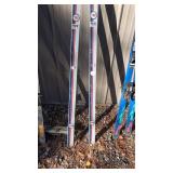 Collection of 10 Vintage Ski Pairs with Bindings Assorted Brands