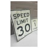 Set of 2 Vintage Road Signs - Speed Limit 30 and Cass County 1