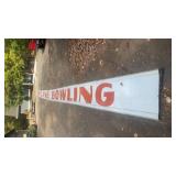 Large Vintage Metal Skyline Bowling Alley Sign