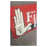 Large Vintage Fine Food Restaurant Metal Sign with Hand Graphic
