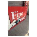 Large Vintage Fine Food Restaurant Metal Sign with Hand Graphic