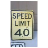 Vintage Metal Speed Limit 40 Road Sign