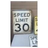 Vintage Reflective Metal Speed Limit 30 Sign