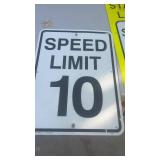 Set of 2 Metal Street Signs: Speed Limit 10 and State Law Crosswalk