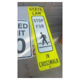 Set of 2 Metal Street Signs: Speed Limit 10 and State Law Crosswalk