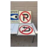 Set of 3 Used Metal Street Signs - No Parking, No Left Turn, Neighborhood Crime Watch
