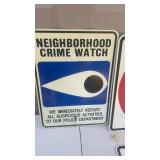 Set of 3 Used Metal Street Signs - No Parking, No Left Turn, Neighborhood Crime Watch