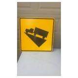 Set of 5 Used Yellow Metal Road Warning Signs