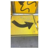 Set of 5 Used Yellow Metal Road Warning Signs