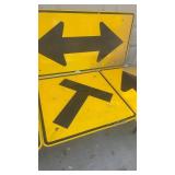 Collection of 6 Used Directional Road Warning Signs