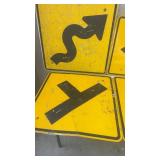 Collection of 6 Used Directional Road Warning Signs
