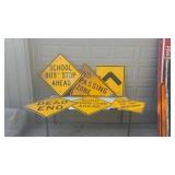 Collection of 6 Vintage Metal Road Signs