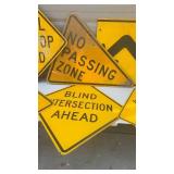 Collection of 6 Vintage Metal Road Signs
