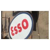 Vintage Esso Oval Gas Station Sign with Red Lettering with metal frame 88” x 60”