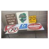 Collection of 7 Vintage Street and Traffic Signs