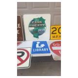 Collection of 7 Vintage Street and Traffic Signs