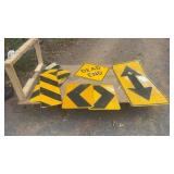 Collection of Used Roadway Traffic Signs Including Dead End and Directional Arrows