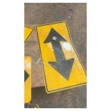 Collection of Used Roadway Traffic Signs Including Dead End and Directional Arrows