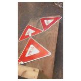 Set of 3 Vintage Metal Yield Traffic Signs