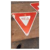 Set of 3 Vintage Metal Yield Traffic Signs
