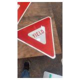 Set of 3 Vintage Metal Yield Traffic Signs