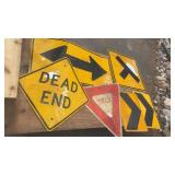 Collection of 6 Vintage Road and Traffic Signs