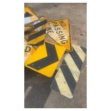 Collection of Used Highway and Road Signs Including No Passing Zone and Dead End