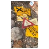 Collection of Vintage Metal Road and Traffic Signs