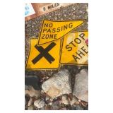 Collection of Vintage Metal Road and Traffic Signs