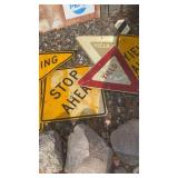 Collection of Vintage Metal Road and Traffic Signs
