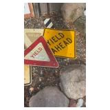 Collection of Vintage Metal Road and Traffic Signs