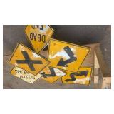 Collection of Vintage Metal Road and Traffic Signs