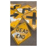 Collection of Vintage Metal Road and Traffic Signs