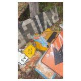 Collection of Vintage Road Signs and License Plates