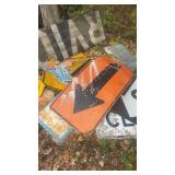 Collection of Vintage Road Signs and License Plates