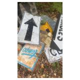 Collection of Vintage Road Signs and License Plates