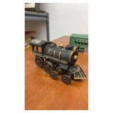 Set of 4 Vintage Cast Iron Toy Train Cars Including Locomotive and Passenger Cars