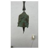 Vintage Patinated Brass Hanging Bell with Chain