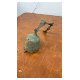 Vintage Patinated Brass Hanging Bell with Chain