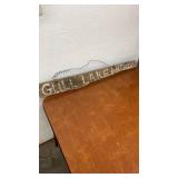 Vintage Rustic Wood Grill Lake Antique Sign
