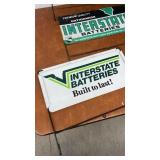 Set of 3 Interstate Batteries Metal Advertising Signs with Wire Stands