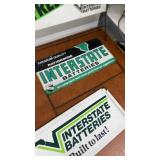Set of 3 Interstate Batteries Metal Advertising Signs with Wire Stands