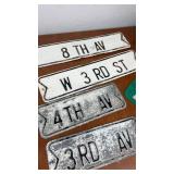 Collection of 5 Vintage Metal Street Signs