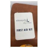 Collection of 4 Vintage Metal First Aid Kit Boxes Assorted Brands