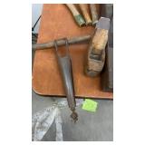 Collection of Vintage Hand Tools including Planes, Wrenches, Hammers and Augers